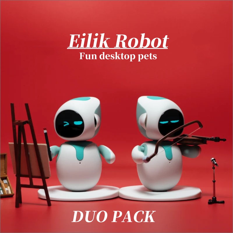 Duo Pack Eilik Robot Smart مرافقة روبوتات الذكاء الاصطناعي الزرقاء الجميلة للأطفال والكبار للحيوانات الأليفة المكتبية