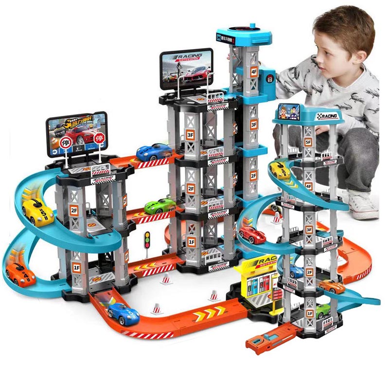 Rennstrecke Auto Rampe Spielzeug Lernspiel für Jungen Kinder 3 4 5 Jahre Racing Gleitschiene Spielzeug Puzzle Gleitschiene Parkspielzeug